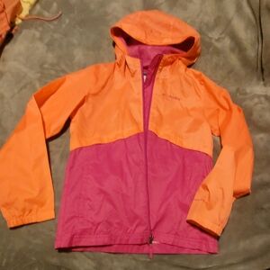 Columbia Orange and Pink Raincoat Lightweight Full-Zip Or Adult Extra Small